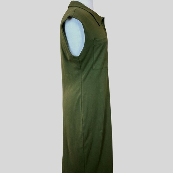 Banana Republic Waimea Olive Above-Knee Button-Front Sleeveless Knit Dress M NWT - Picture 4 of 9